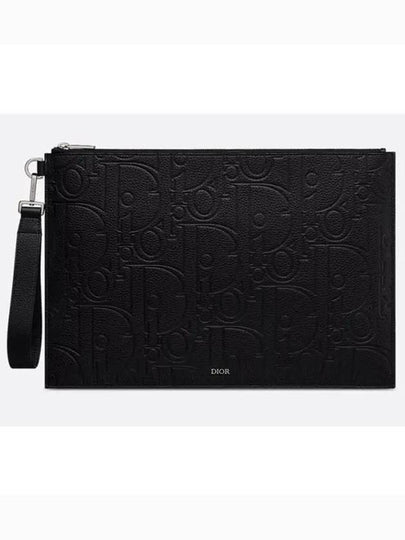 A4 Gravity Leather Grain Calfskin Pouch Bag Black - DIOR - BALAAN 2