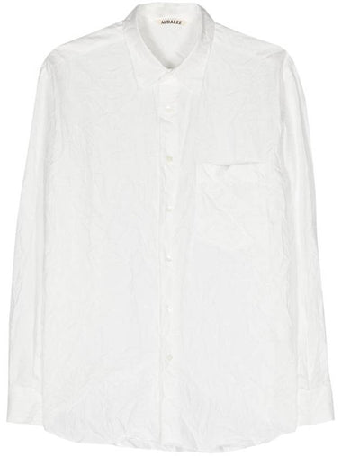 Wrinkle Washed Pins Twill Long Sleeve Shirt White - AURALEE - BALAAN 1