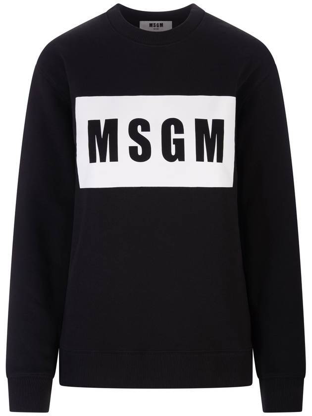 Box Logo Crew Neck Cotton Sweatshirt Black - MSGM - BALAAN 1