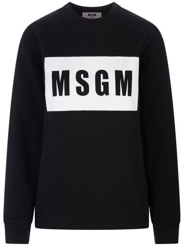 Box Logo Crew Neck Cotton Sweatshirt Black - MSGM - BALAAN 1