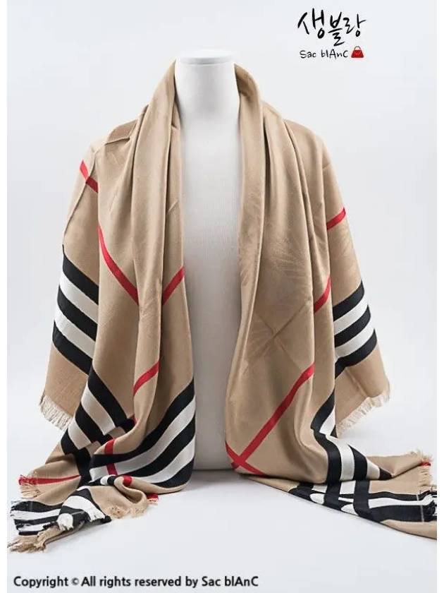 Montage Print Large Square Silk Wool Scarf Beige - BURBERRY - BALAAN 7