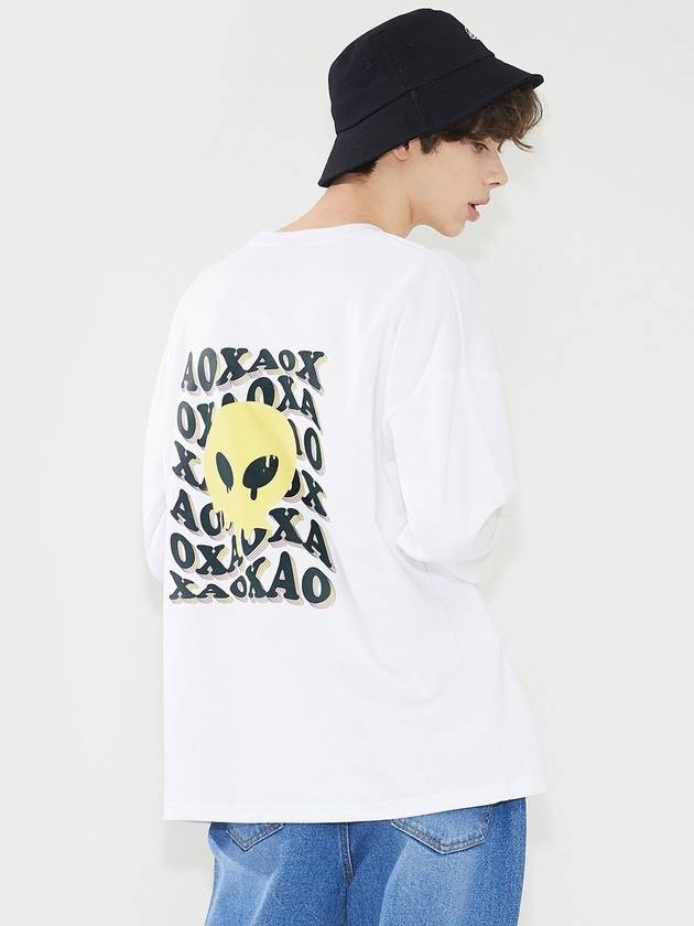 WAVE logo Long sleeve T shirts semi over fit White - AOX - BALAAN 1