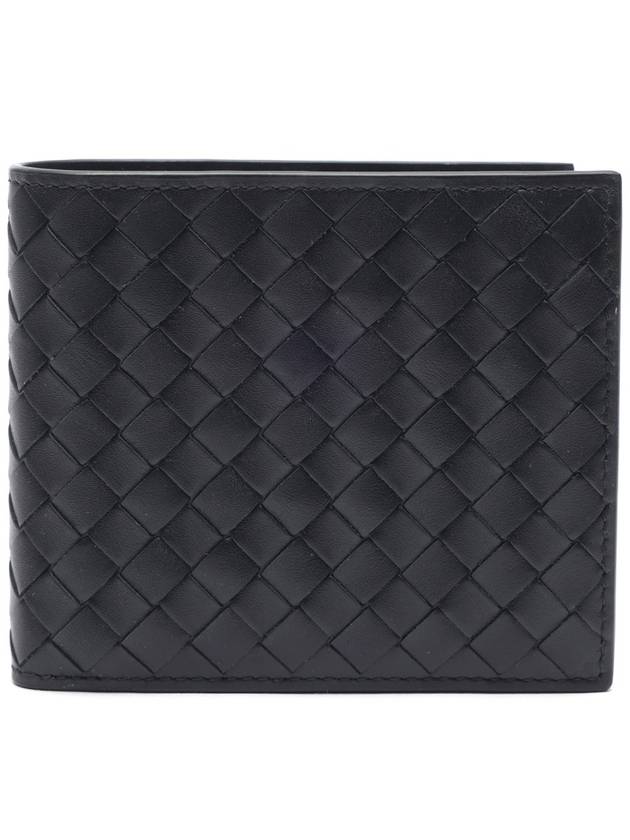 Intrecciato Calf Leather Half Wallet Black - BOTTEGA VENETA - BALAAN 2