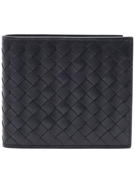 Intrecciato Calf Leather Half Wallet Black - BOTTEGA VENETA - BALAAN 2