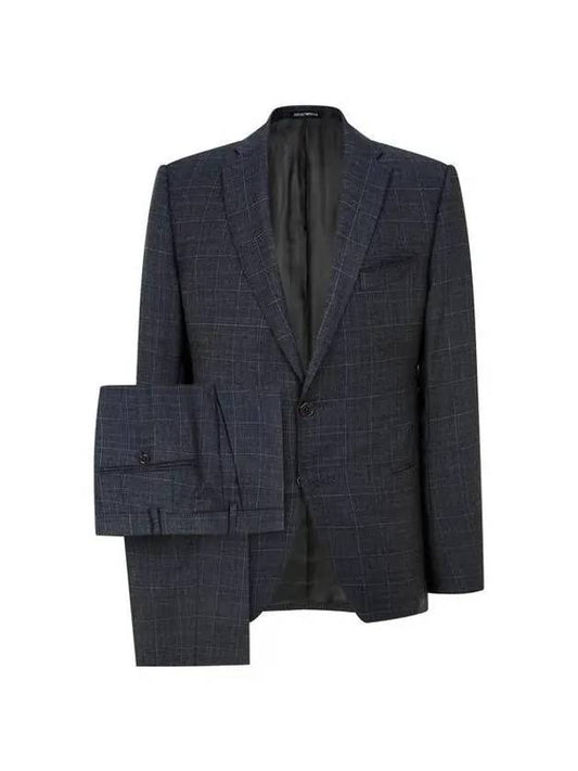 Men s multi check wool single suit charcoal 270932 - EMPORIO ARMANI - BALAAN 1