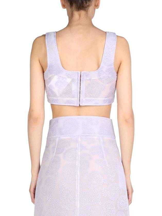 Women's Embroidered Cropped Sleeveless Purple - JIL SANDER - BALAAN 4