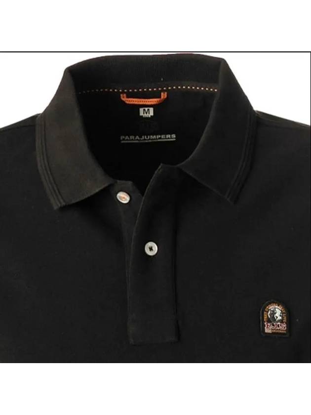 Logo Patch Cotton Short Sleeve Polo Shirt Black - PARAJUMPERS - BALAAN 5