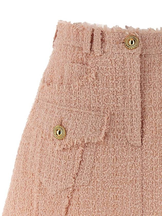 Light-Pink Frayed Tweed Mini Skirt In Wool Blend Woman - BALMAIN - BALAAN 3