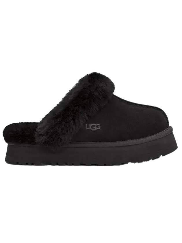 Women's Diskett Fleece Platform Slippers Black - UGG - BALAAN.