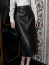 leather H-line skirt black - DEFEMME - BALAAN 2