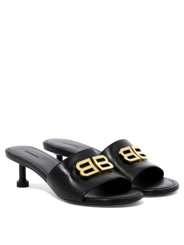 BB Leather Slipper Heels Black - BALENCIAGA - BALAAN 3