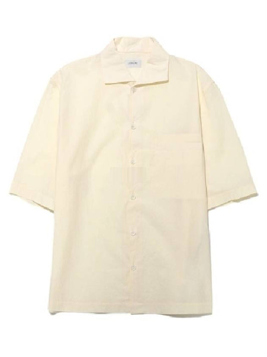 Camp Collar Crepe Cotton Short Sleeve Shirt Ecru - LEMAIRE - BALAAN.