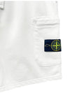 Cotton Fleece Cargo Bermuda Shorts White - STONE ISLAND - BALAAN 4