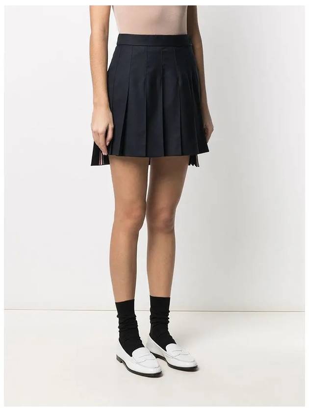 RMB Wool Mini Pleated Skirt Navy - THOM BROWNE - BALAAN 5