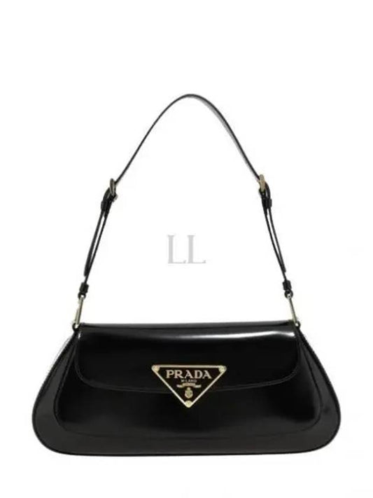 Triangle Logo Brushed Shoulder Bag Black - PRADA - BALAAN 2