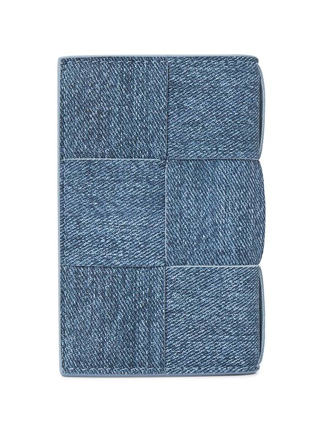 Cassette Flap Card Wallet Blue Melange - BOTTEGA VENETA - BALAAN 3