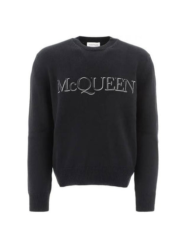 Embroidered Logo Knit Top Black - ALEXANDER MCQUEEN - BALAAN 1