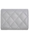 Golden CC Logo Flap Caviar Card Wallet Light Gray - CHANEL - BALAAN 3