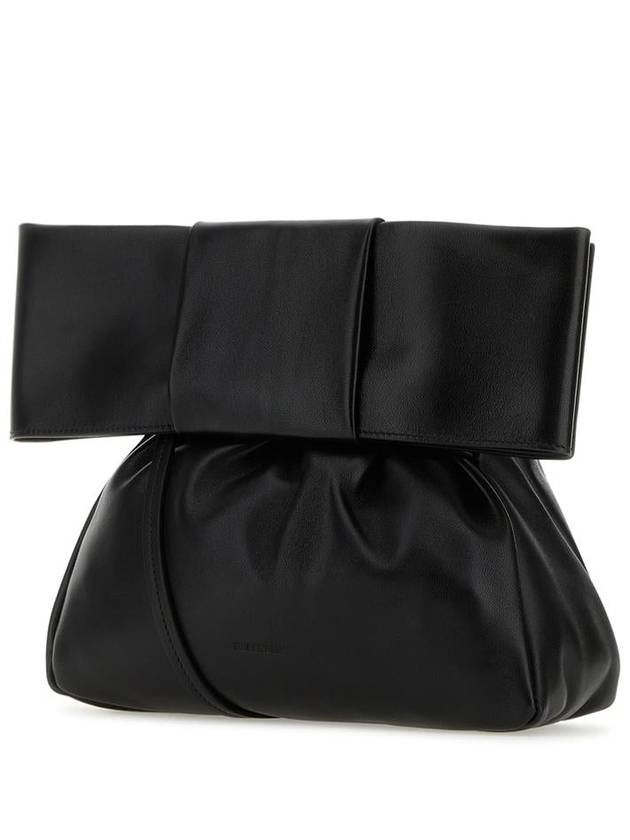 Bow Ribbon Medium Leather Shoulder Bag Black - JIL SANDER - BALAAN 3