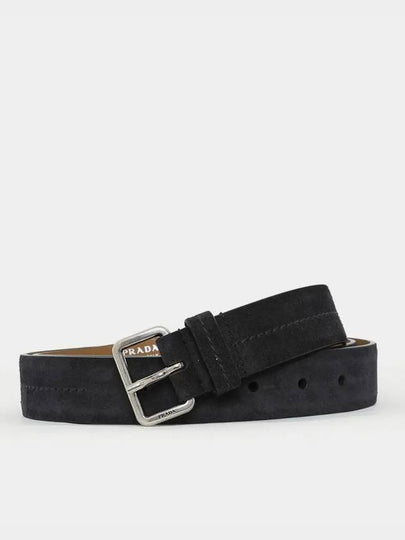 Prada Buckle Stitch Suede Belt Black - PRADA - BALAAN 2