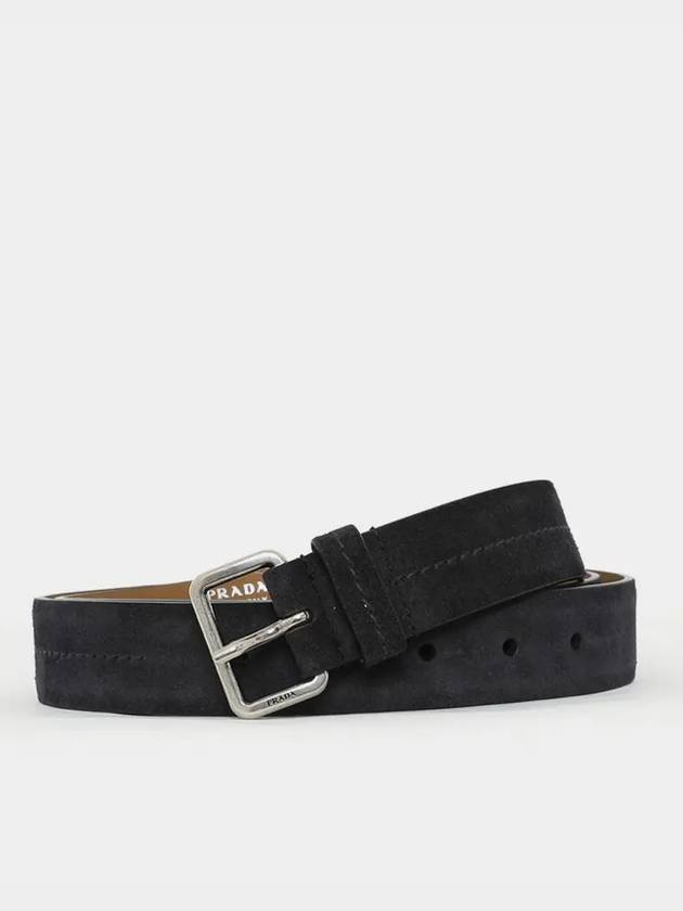 Prada Buckle Stitch Suede Belt Black - PRADA - BALAAN 4