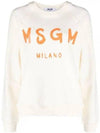 Brushed Logo Cotton Sweatshirt Ivory - MSGM - BALAAN 2