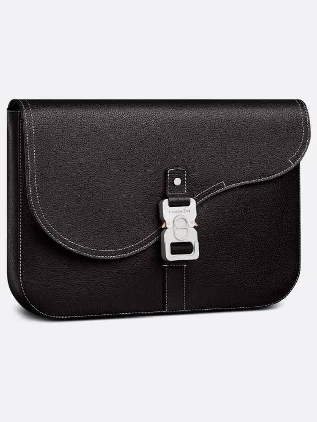 Saddle A4 Grained Calfskin Pouch Black - DIOR - BALAAN 3