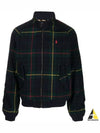 Pony Embroidered Logo Tartan Check Wool Zip-up Jacket Navy - POLO RALPH LAUREN - BALAAN 2