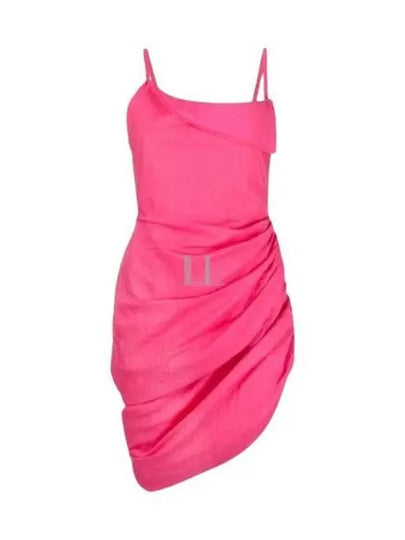 La Robe Saudade Asymmetric Draped Midi Dress Pink - JACQUEMUS - BALAAN 2