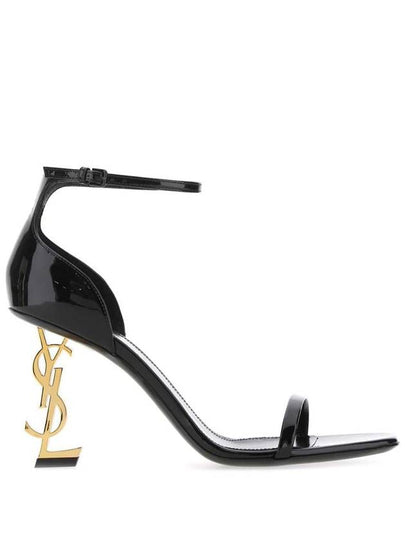 Opium Gold YSL Logo Open Toe Sandal Heels Black - SAINT LAURENT - BALAAN 2