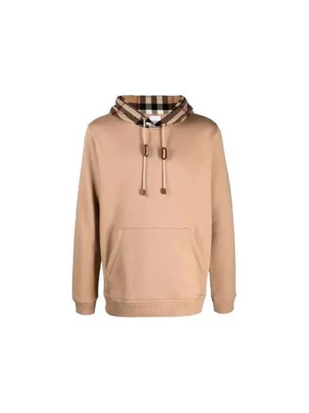 Check Cotton Blend Hoodie Camel Beige - BURBERRY - BALAAN 2