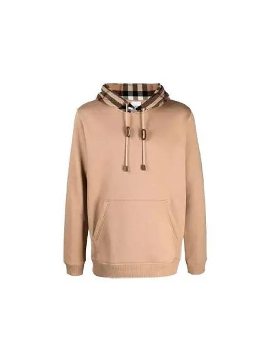 Check Cotton Blend Hoodie Camel Beige - BURBERRY - BALAAN 2