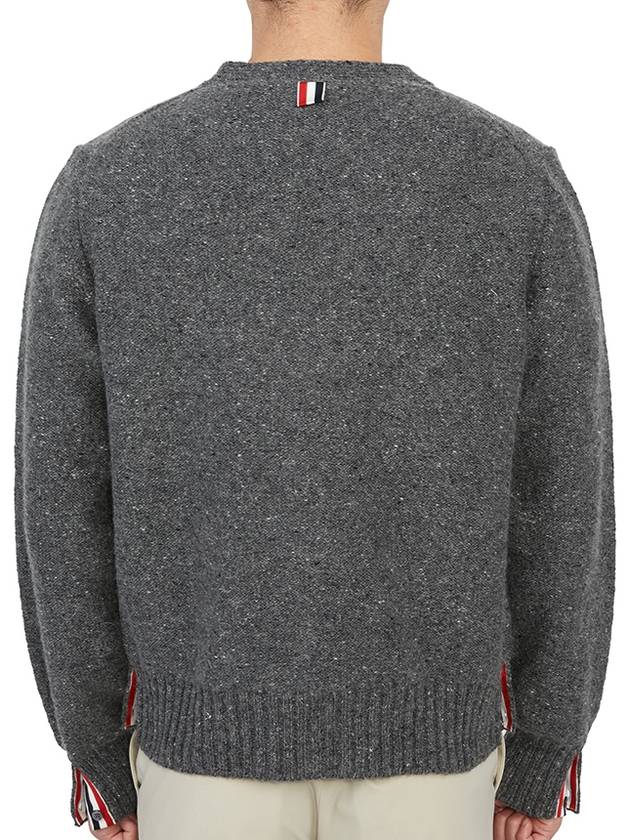 Reverse Jersey Stitch Donegal 4-Bar V-Neck Cardigan Grey - THOM BROWNE - BALAAN 8