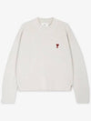 Red ADC Chain Stitch Heart Logo Knit Top Ivory - AMI - BALAAN 3