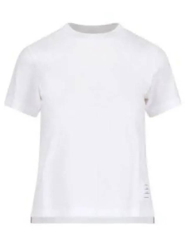 Logo Patch Lightweight Jersey Relaxed Fit Short Sleeve T-Shirt White - THOM BROWNE - BALAAN 2