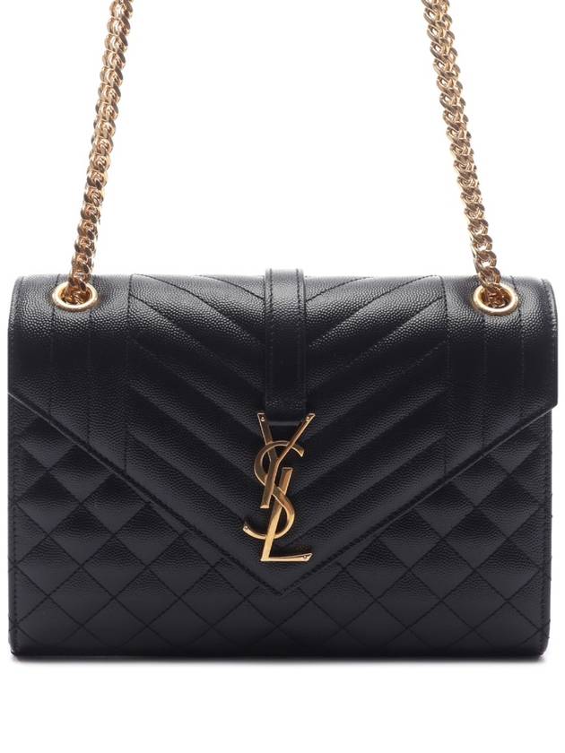 Gold Matelass Grain De Poudre Envelope Medium Shoulder Bag Black - SAINT LAURENT - BALAAN 3