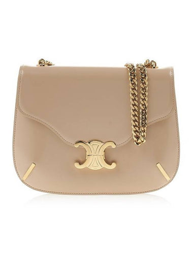 Chain Besace Triomphe Leather Shoulder Bag Beige - CELINE - BALAAN 1