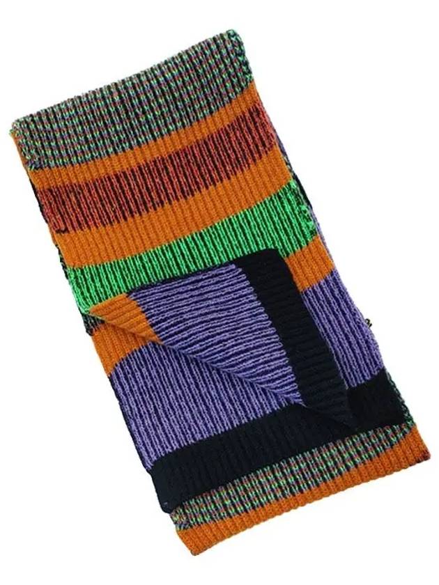 Striped Wool Muffler Green Orange - PAUL SMITH - BALAAN 3