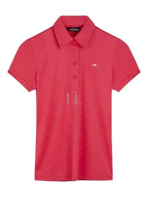 Alaya Jacquard Short Sleeve Polo Shirt Azalea - J.LINDEBERG - BALAAN 2