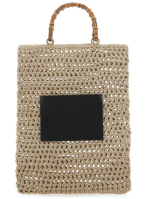 Woven Bamboo Handle Medium Cotton Tote Bag Beige - JIL SANDER - BALAAN 2