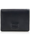 Logo Small Leather Half Wallet Black - MIU MIU - BALAAN 1