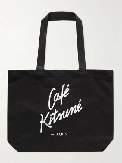 Cafe kitsune printed cotton canvas tote bag black SPCKU05105 BK - MAISON KITSUNE - BALAAN 2