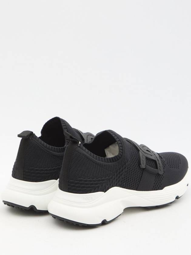 Women's High Tech Fabric Leather Low Top Sneakers Black - TOD'S - BALAAN 4