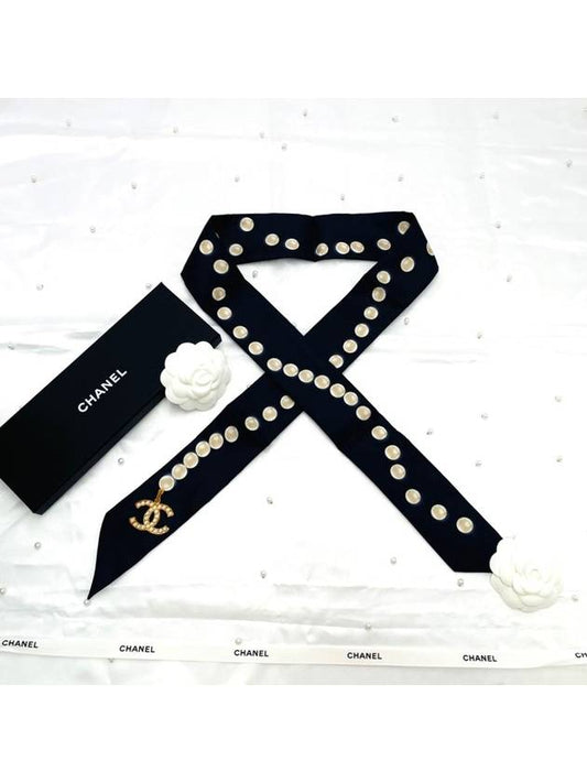 CC Logo Pearl Twilly Silk Scarf AA1208 - CHANEL - BALAAN 1