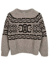 Triomphe Fair Isle Wool Crewneck Knit Top Taupe - CELINE - BALAAN 2