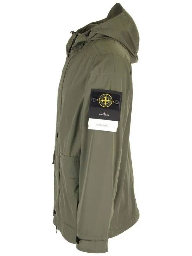 Logo Patch Hooded Jacket Olive - STONE ISLAND - BALAAN 4