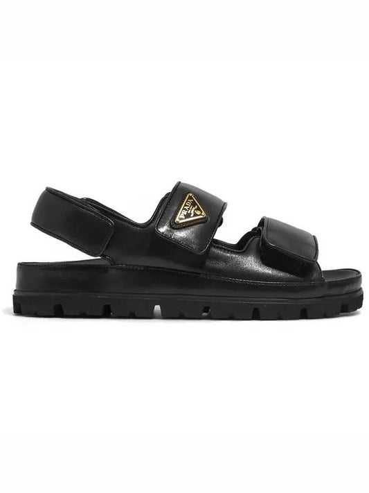 Flat Nappa Leather Sandals Black - PRADA - BALAAN 2