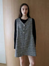 Tweed Black Vest One Piece Tweed Black Vest OP - DAMAGE MNEMONIC - BALAAN 2