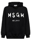 Milano Brushed Logo Hoodie Black - MSGM - BALAAN 2