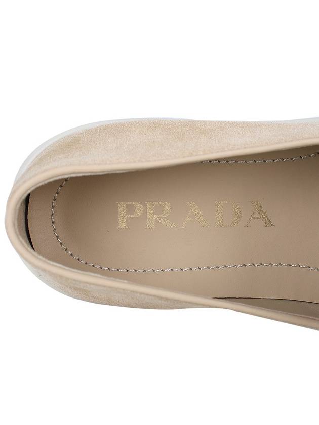 Triangle Logo Suede Leather Loafers Beige - PRADA - BALAAN 9